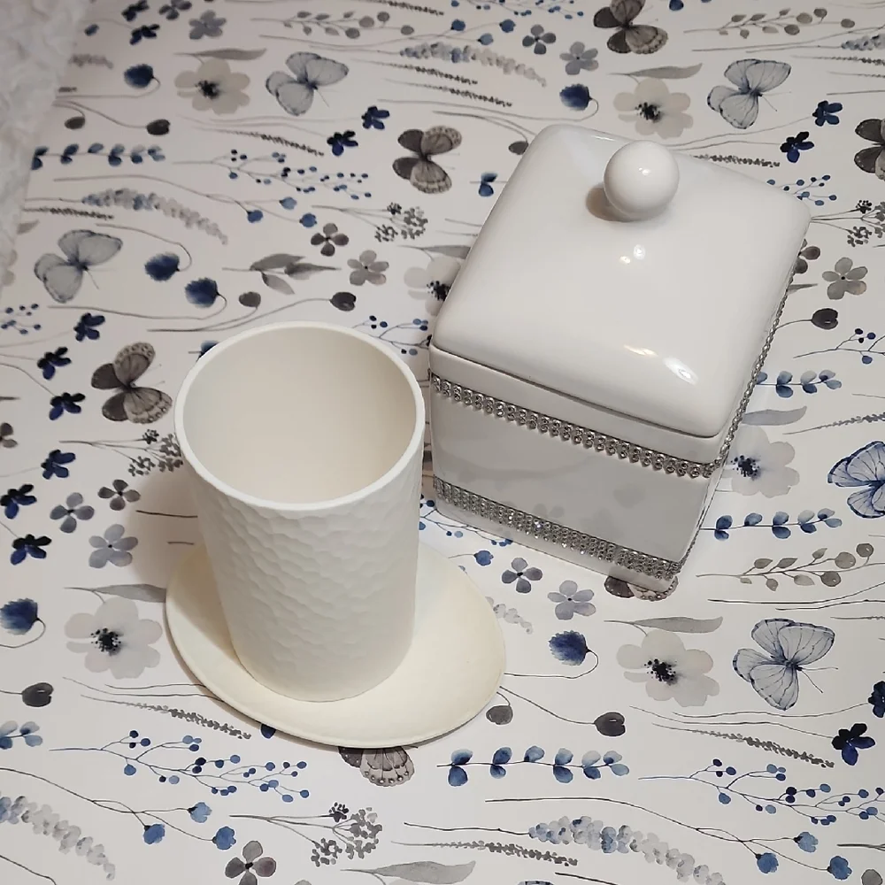 The Container Store White Bath Storage Set